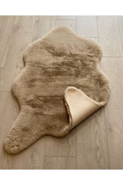 Tavşan Post Bej Renk Süet Taban Yıkanabilir Halı MS-31