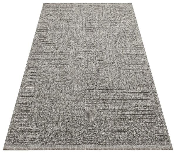 Craft Serisi Gri Renk Hasır Dokulu Dokuma Halı S-2342