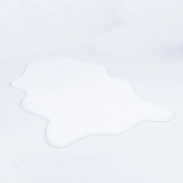 Tavşan Post Beyaz Renk Süet Taban Yıkanabilir Halı MS-32