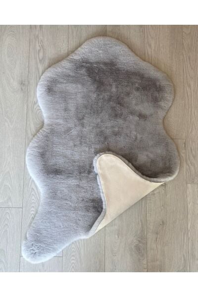 Tavşan Post Gri Renk Süet Taban Yıkanabilir Halı MS-33