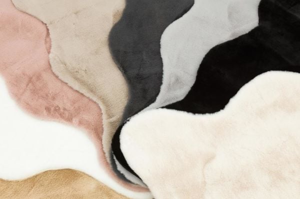 Tavşan Post Siyah Renk Süet Taban Yıkanabilir Halı MS-35