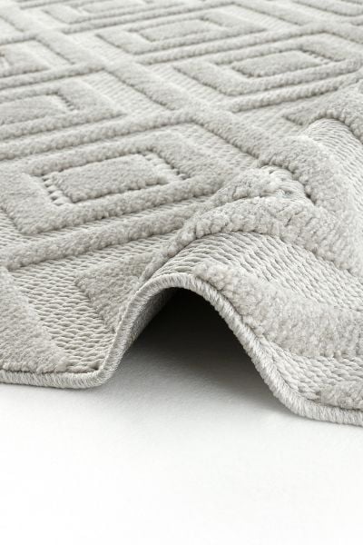 Mabel Serisi Gri Kaymaz Tabanlı Antibakteriyel Makine Halısı L-5451