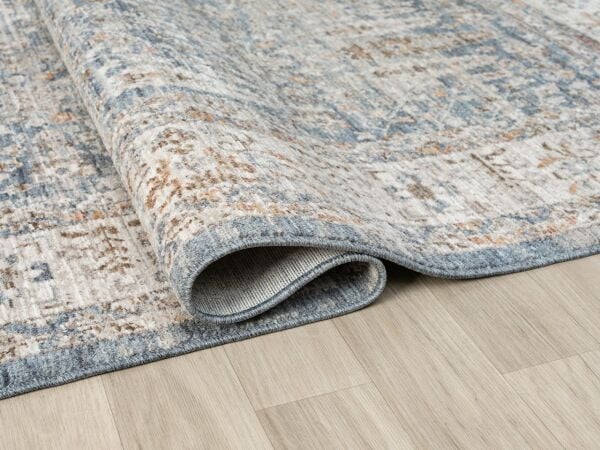 Vintage Serisi Mavi Renk Eskitme Desen Dokuma Halı S-P10207M