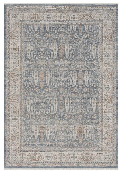 Vintage Serisi Mavi Renk Eskitme Desen Dokuma Halı S-P10207M