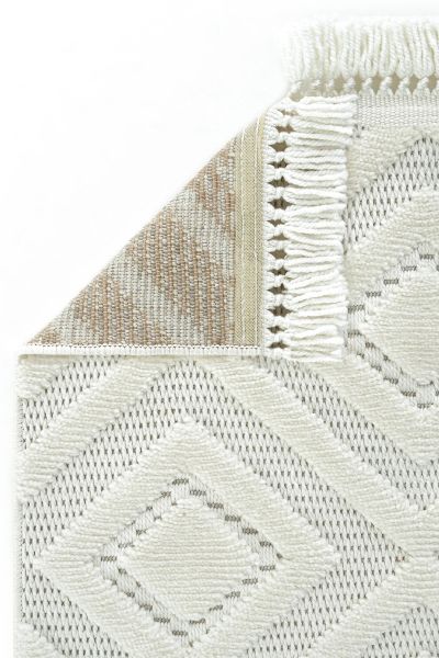 Mabel Serisi Krem Kaymaz Tabanlı Antibakteriyel Makine Halısı L-5452