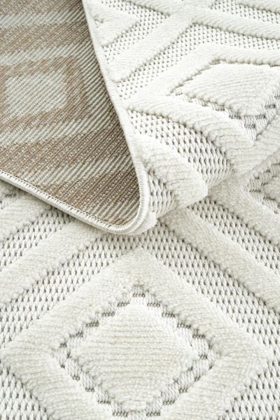 Mabel Serisi Krem Kaymaz Tabanlı Antibakteriyel Makine Halısı L-5452