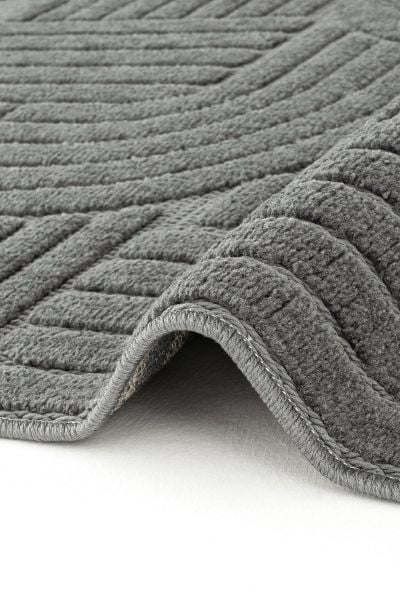 Mabel Serisi Antrasit Kaymaz Tabanlı Antibakteriyel Makine Halısı L-5453