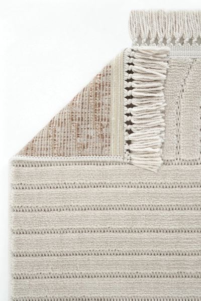 Mabel Serisi Bej Kaymaz Tabanlı Antibakteriyel Makine Halısı L-5454