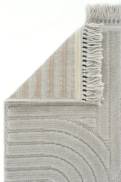 Mabel Serisi Gri Kaymaz Tabanlı Antibakteriyel Makine Halısı L-5455