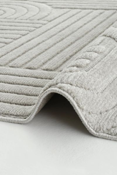 Mabel Serisi Gri Kaymaz Tabanlı Antibakteriyel Makine Halısı L-5455