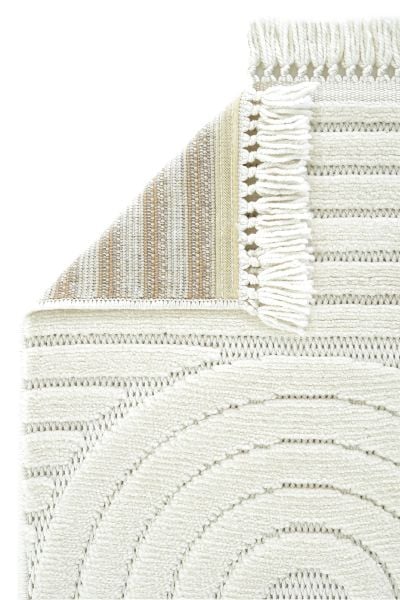 Mabel Serisi Krem Kaymaz Tabanlı Antibakteriyel Makine Halısı L-5456