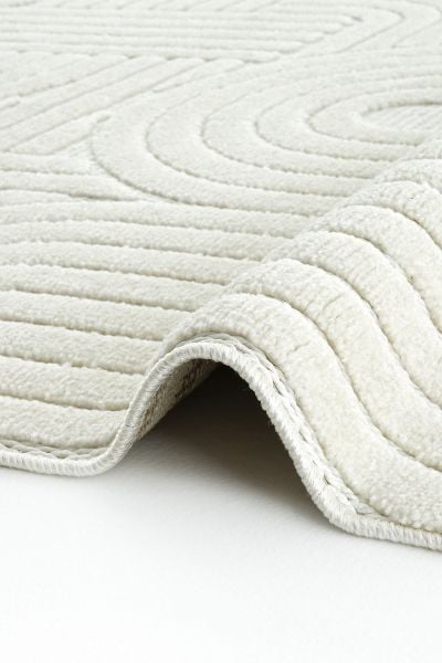 Mabel Serisi Krem Kaymaz Tabanlı Antibakteriyel Makine Halısı L-5456